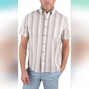 SOLD Men's Tailor Vintage PUREtech Cool Linen Cotton Stripe Shirt Sleeve Shirt